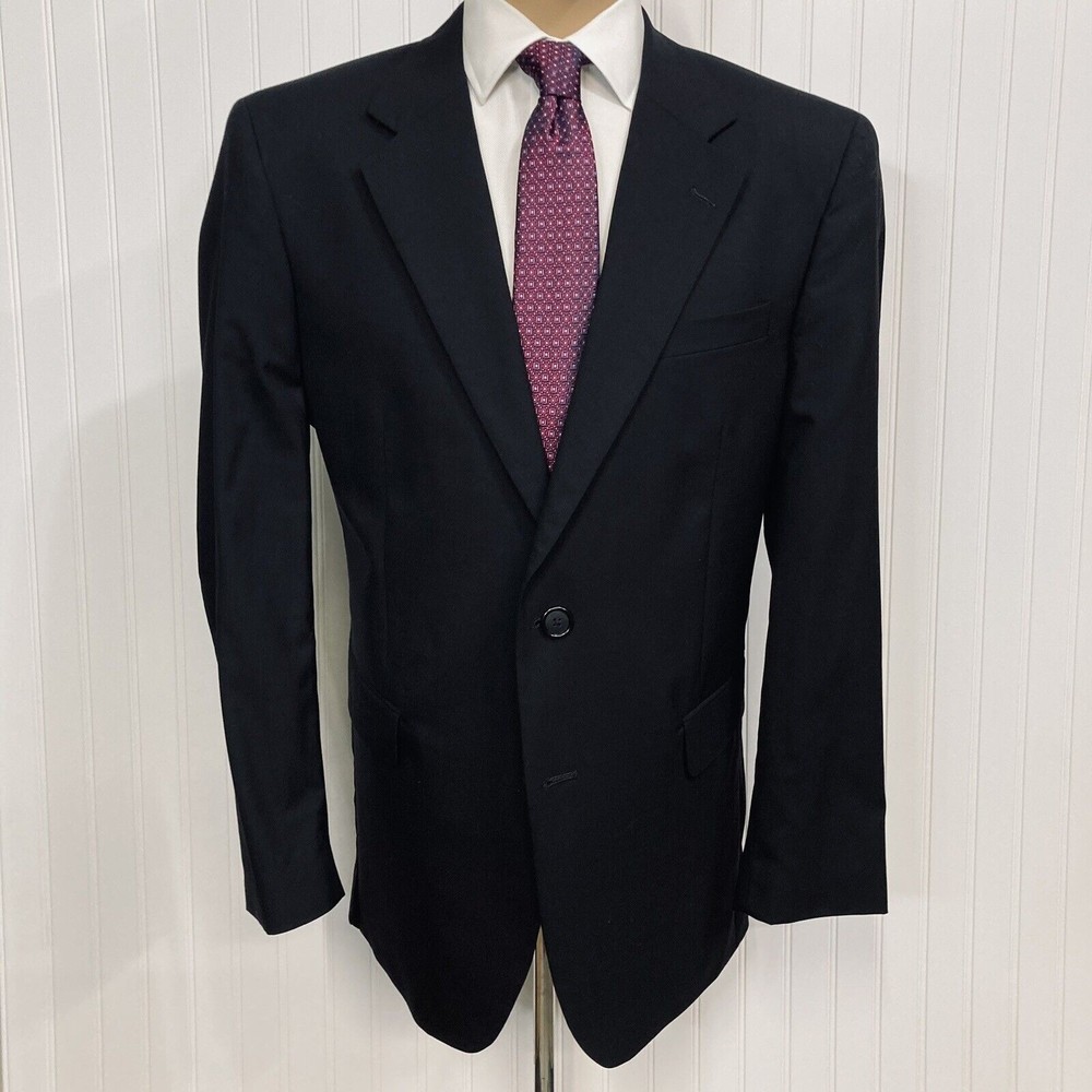 JOS A BANK Jacket Men 43 Blazer Formal Wear Suit Solid Black Wool Sport Coat 43L